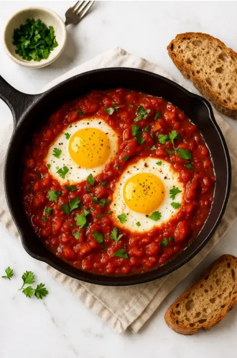 Shakshuka with eggs & tomatoes